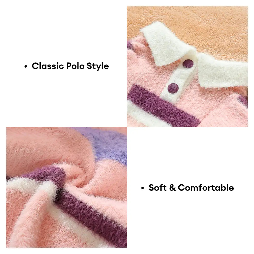 Color-Blocked Striped Faux Mink Fur Warm Dog Jumper Puppy Clothing