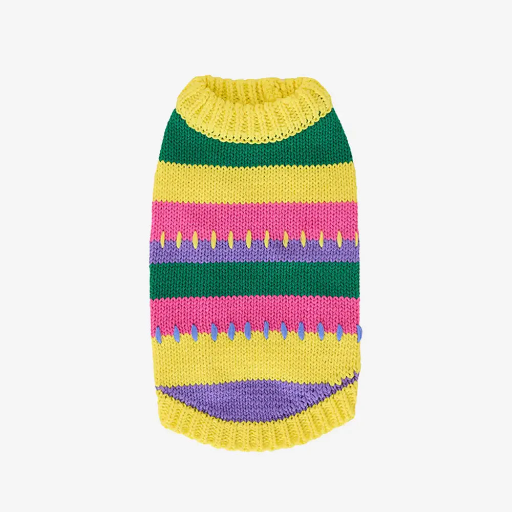 Color Blocked Striped Dachshund Sleeveless Dog Jumper