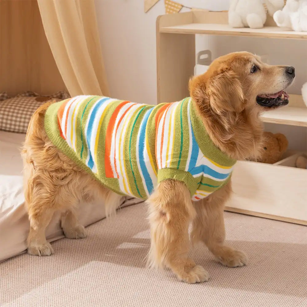 Color Blocked Striped Dog Jumper-Dog Clothes Suitable For Large Dogs