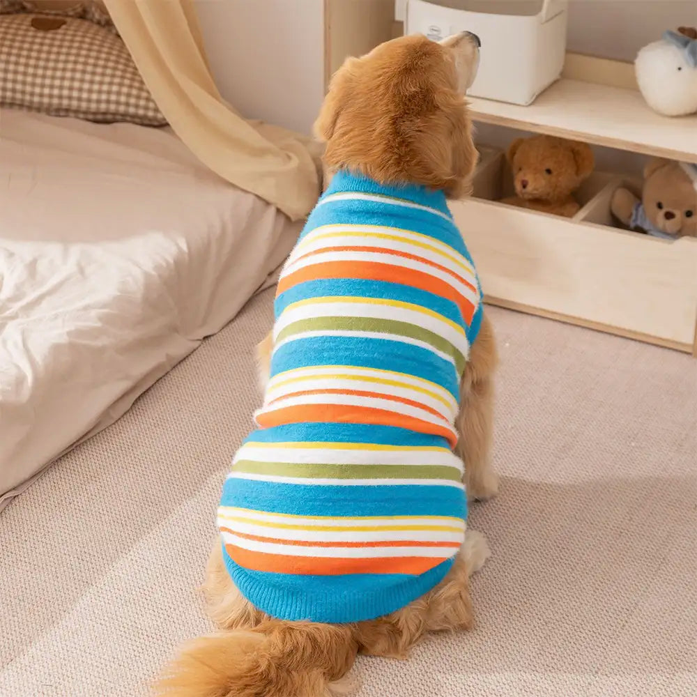 Color Blocked Striped Dog Jumper-Dog Clothes Suitable For Large Dogs