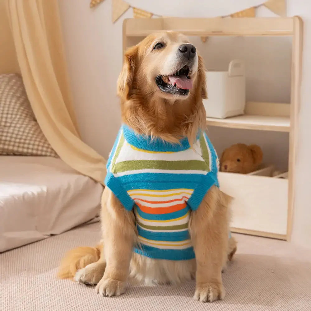 Color Blocked Striped Dog Jumper-Dog Clothes Suitable For Large Dogs