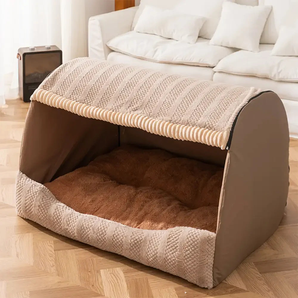 Cosy Cabin Portable Semi-Enclosed Dog Bed with Roof Warming And Durable