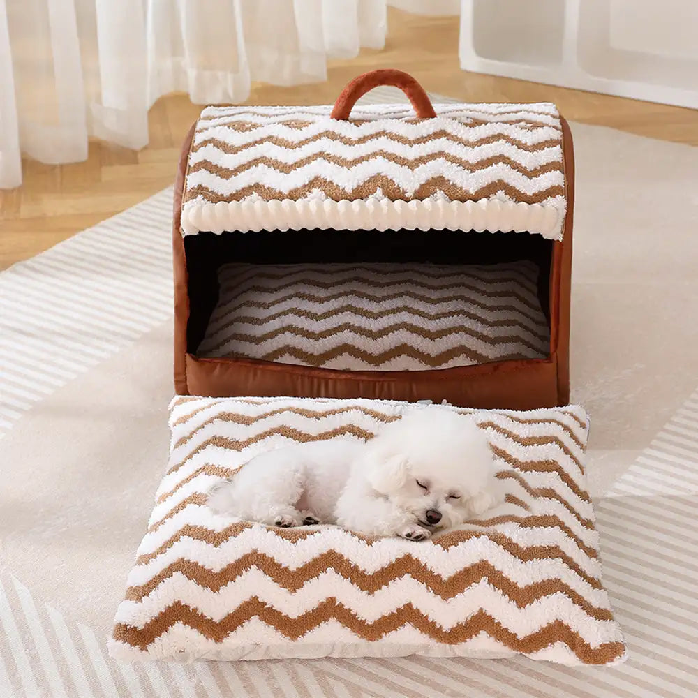 Cosy Cabin Portable Semi-Enclosed Dog Bed with Roof Warming And Durable