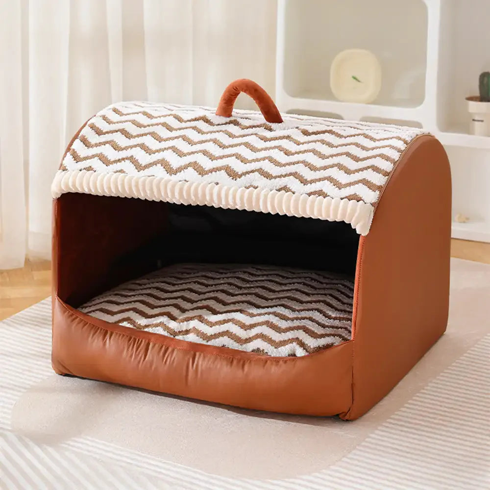 Cosy Cabin Portable Semi-Enclosed Dog Bed with Roof Warming And Durable