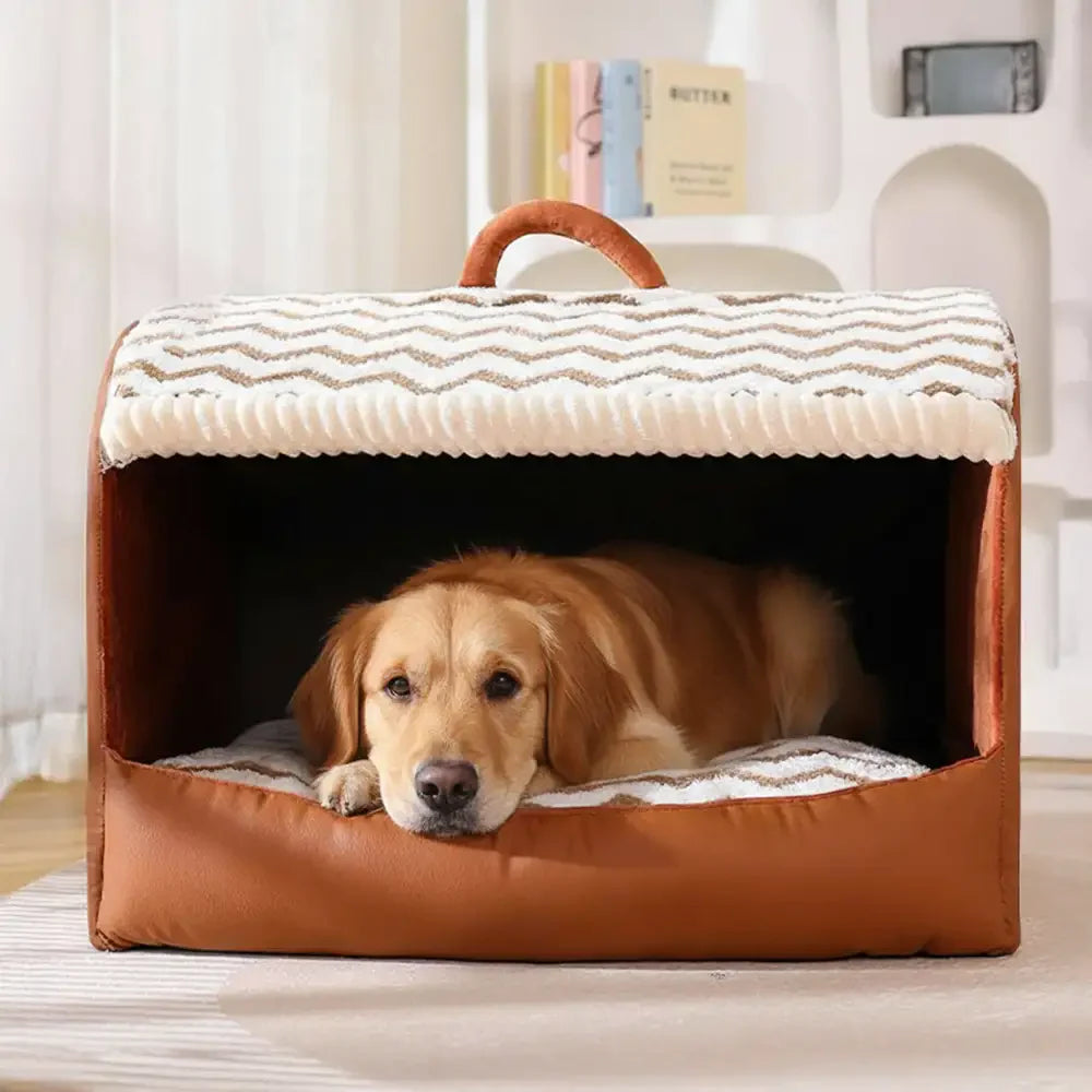 Cosy Cabin Portable Semi-Enclosed Dog Bed with Roof Warming And Durable