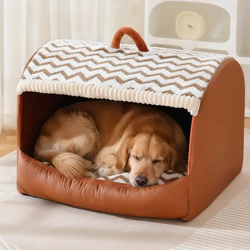 Cosy Cabin Portable Semi-Enclosed Dog Bed with Roof Warming And Durable