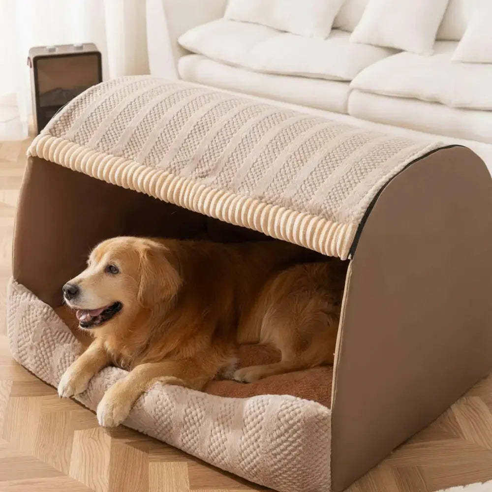 Cosy Cabin Portable Semi-Enclosed Dog Bed with Roof Warming And Durable