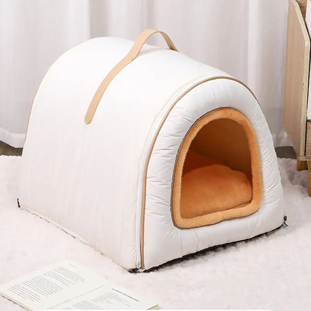 Cosy Enclosed Water-Repellent Washable Cat Cave Deep Sleep Dog Bed