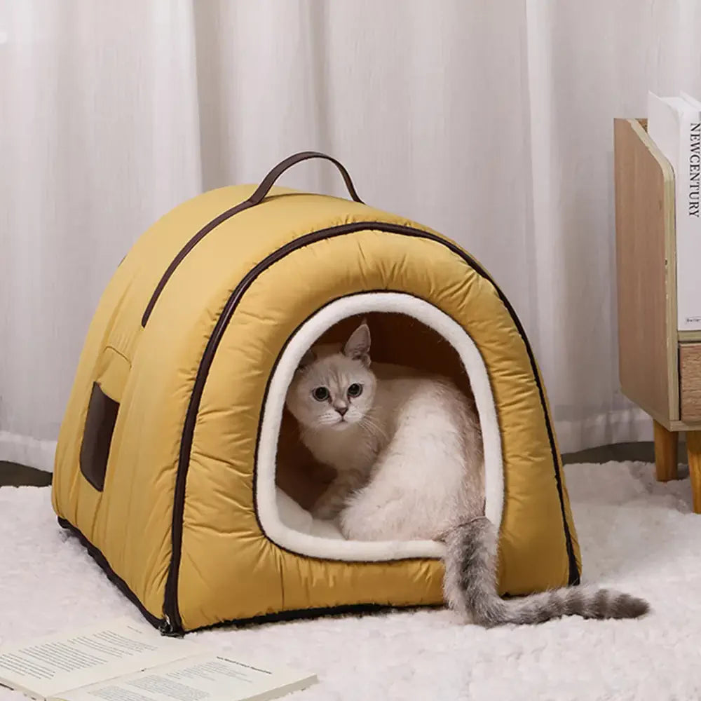 Cosy Enclosed Water-Repellent Washable Cat Cave Deep Sleep Dog Bed