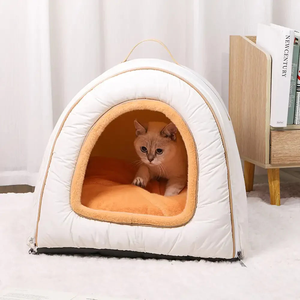 Cosy Enclosed Water-Repellent Washable Cat Cave Deep Sleep Dog Bed