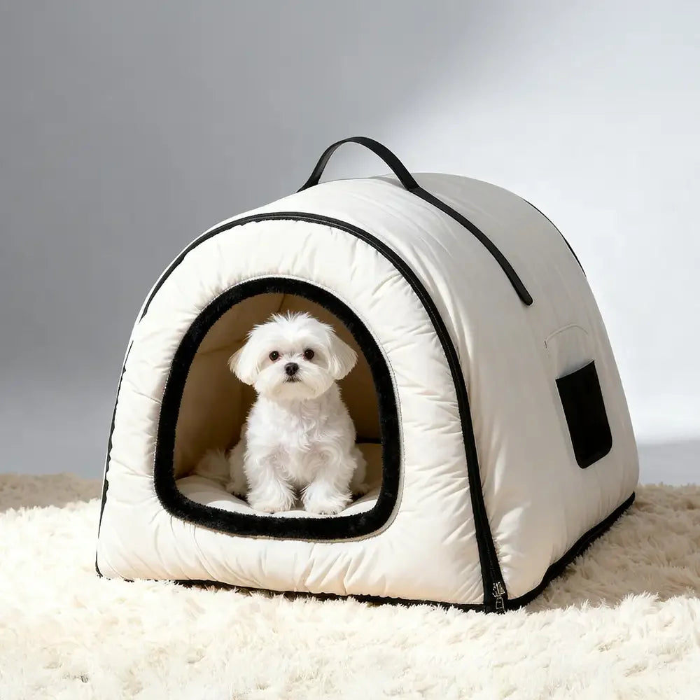 Cosy Enclosed Water-Repellent Washable Cat Cave Deep Sleep Dog Bed