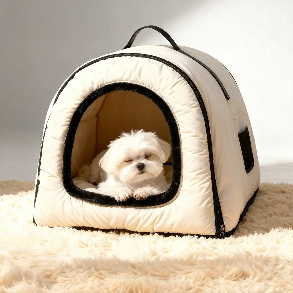 Cosy Enclosed Water-Repellent Washable Cat Cave Deep Sleep Dog Bed