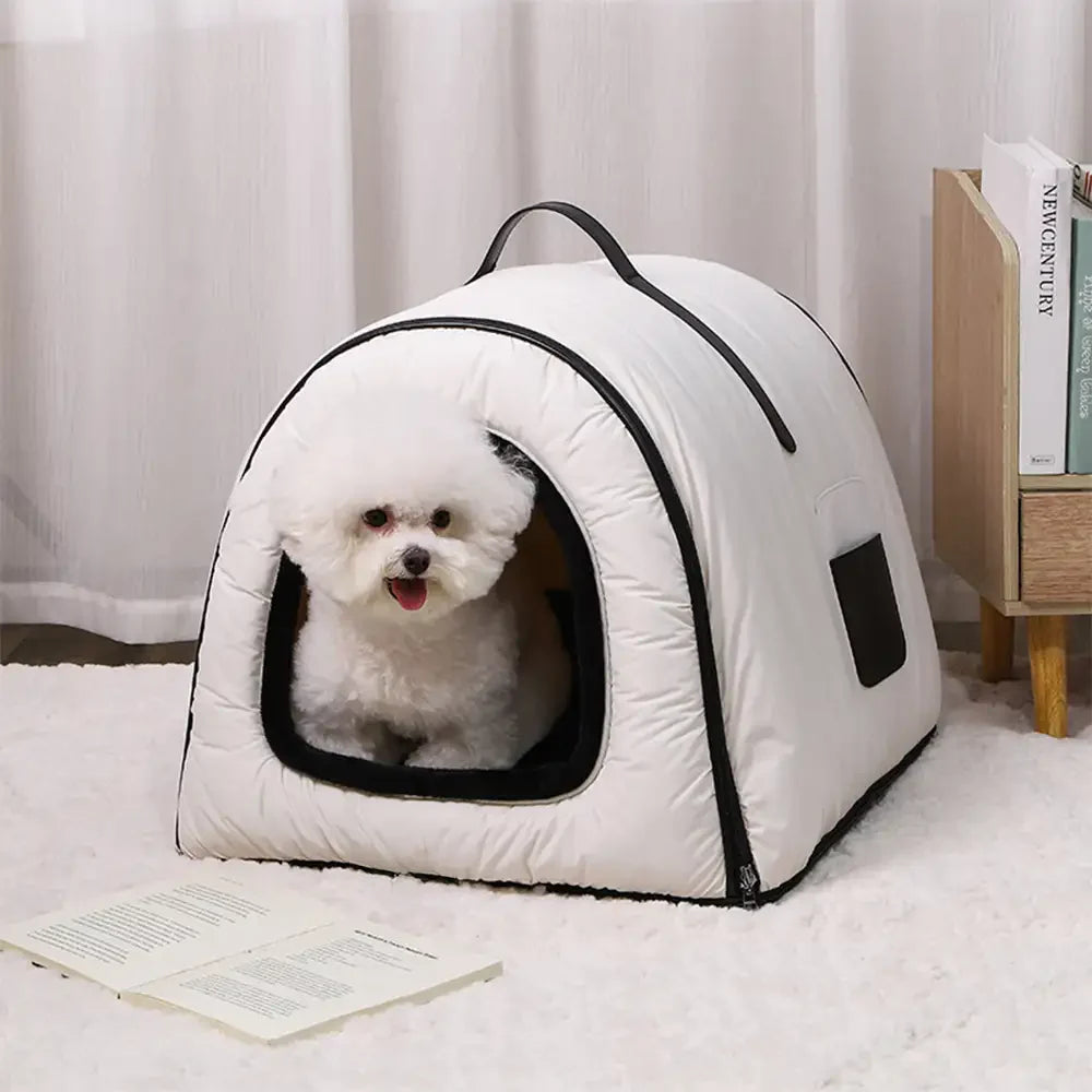 Cosy Enclosed Water-Repellent Washable Cat Cave Deep Sleep Dog Bed