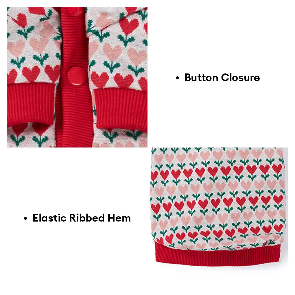Fair Isle Heart Patterned Dachshund Cardigan Dog Jumper Dog Clothes Sweater