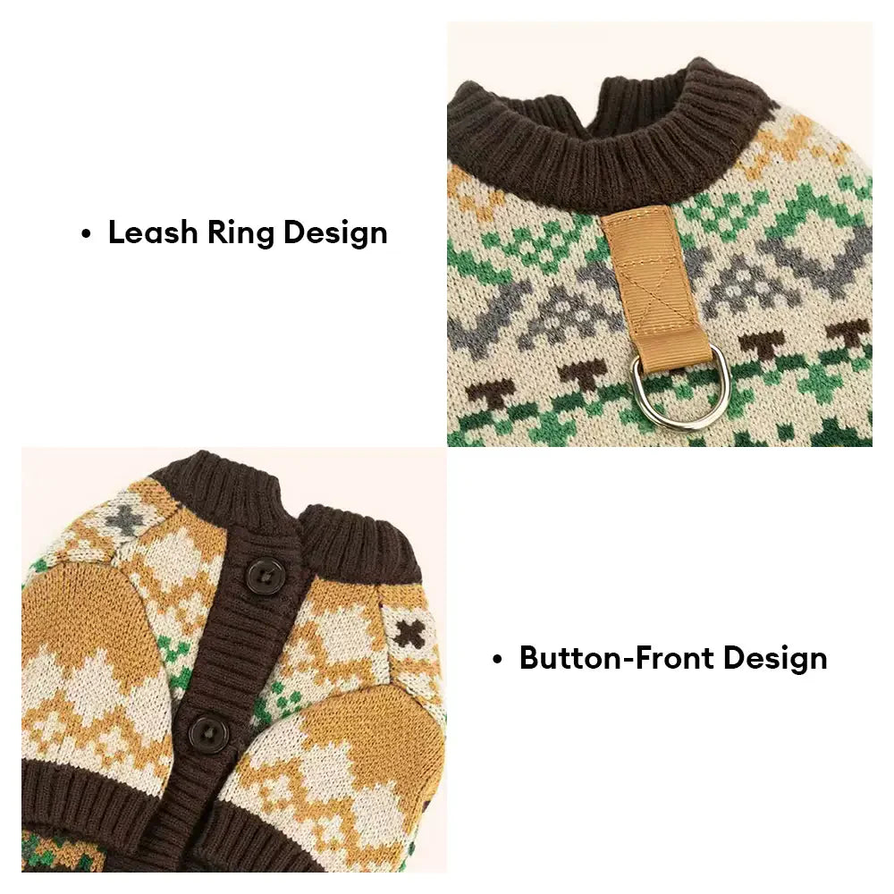 Fair Isle Vintage Pattern Dachshund And Small To Medium-Sized Dog Jumper