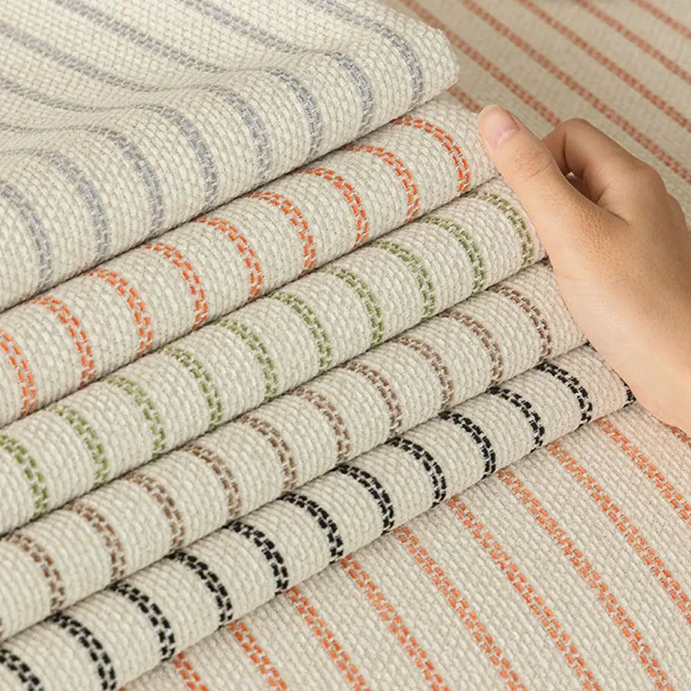 Faux Cotton-Linen Chenille Striped Breathable Scratch-Resistant Sofa Cover