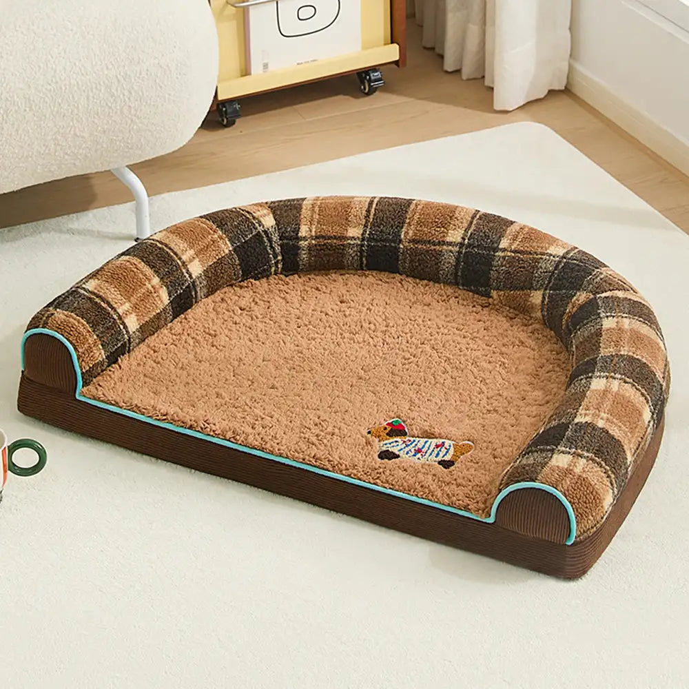 Faux Lambswool U-Shaped Removable Washable Orthopaedic Pet Bed