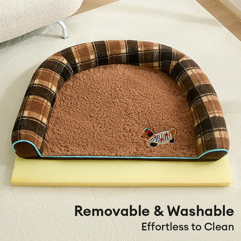 Faux Lambswool U-Shaped Removable Washable Orthopaedic Pet Bed