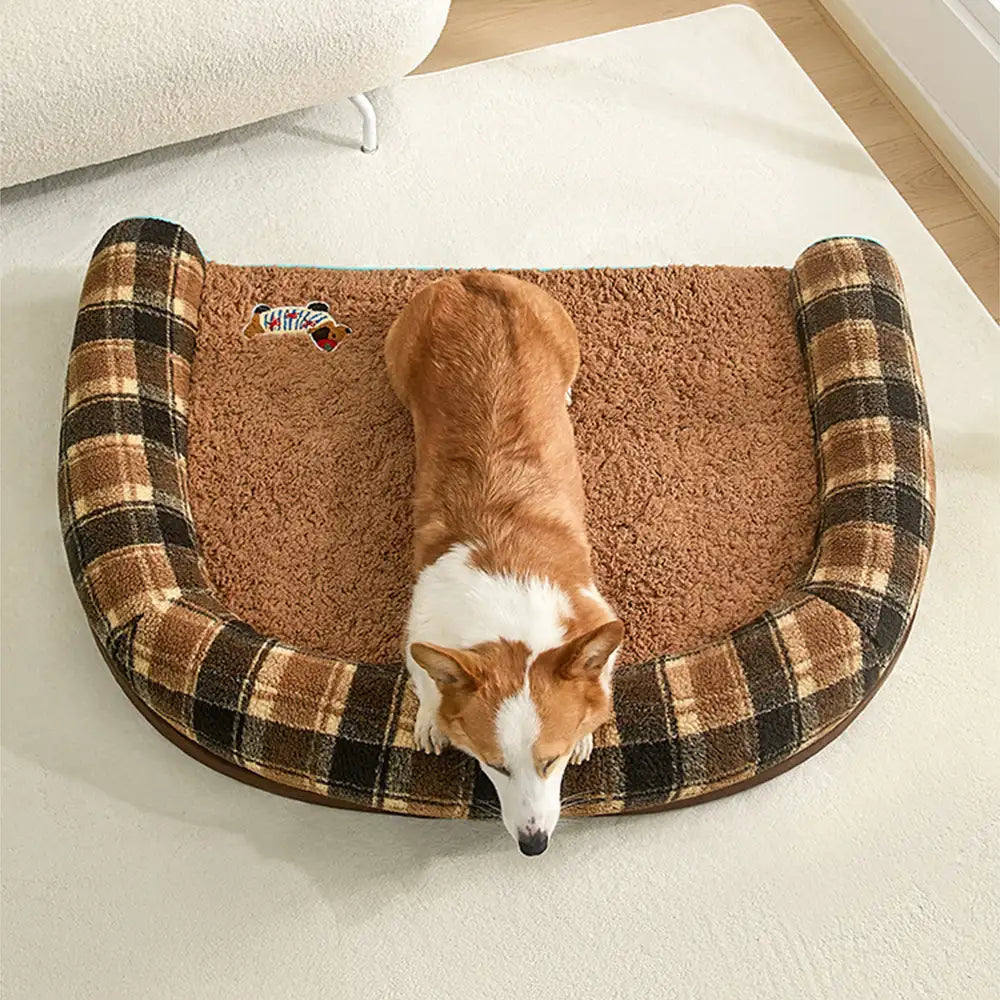 Faux Lambswool U-Shaped Removable Washable Orthopaedic Pet Bed