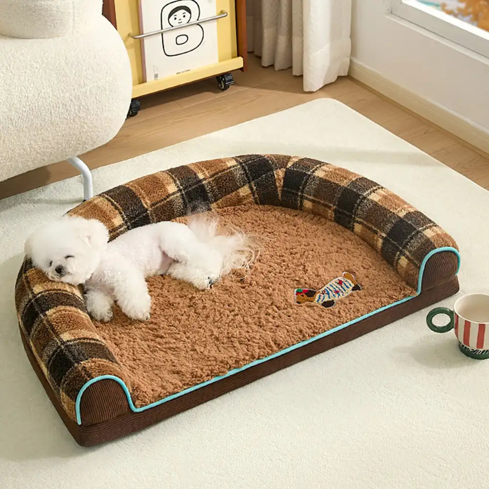 Faux Lambswool U-Shaped Removable Washable Orthopaedic Pet Bed