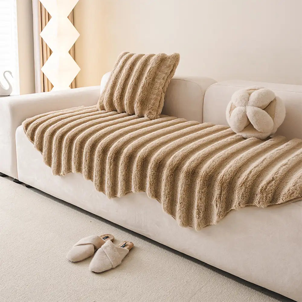 Fluffy Comfort Plush Furniture Protection Decorative Sofa Cover