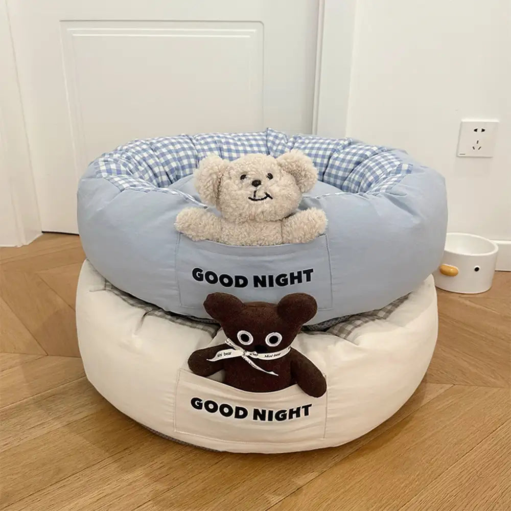 Goodnight Deep Sleep All-around Calming Dog Bed with Bear Toy