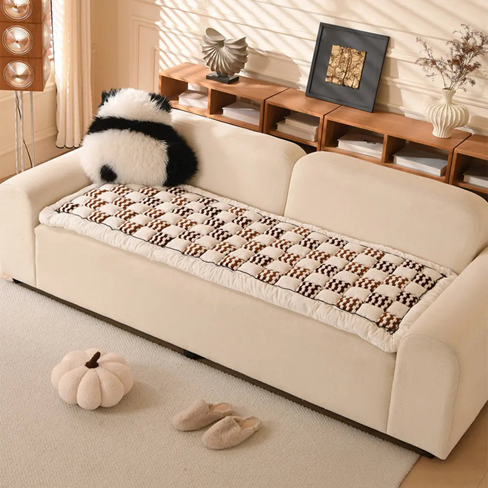 Handmade Plush Chequerboard Pet Mat Comfortable Sofa Cover