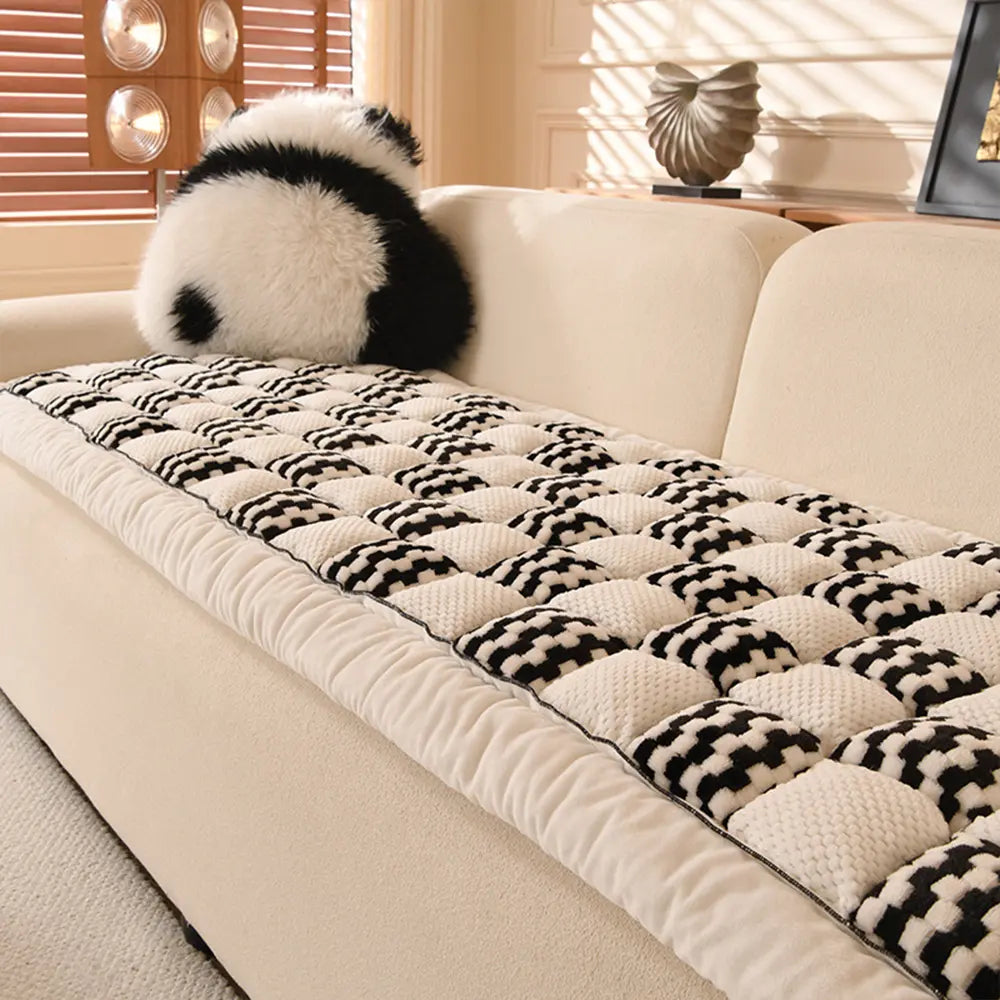 Handmade Plush Chequerboard Pet Mat Comfortable Sofa Cover