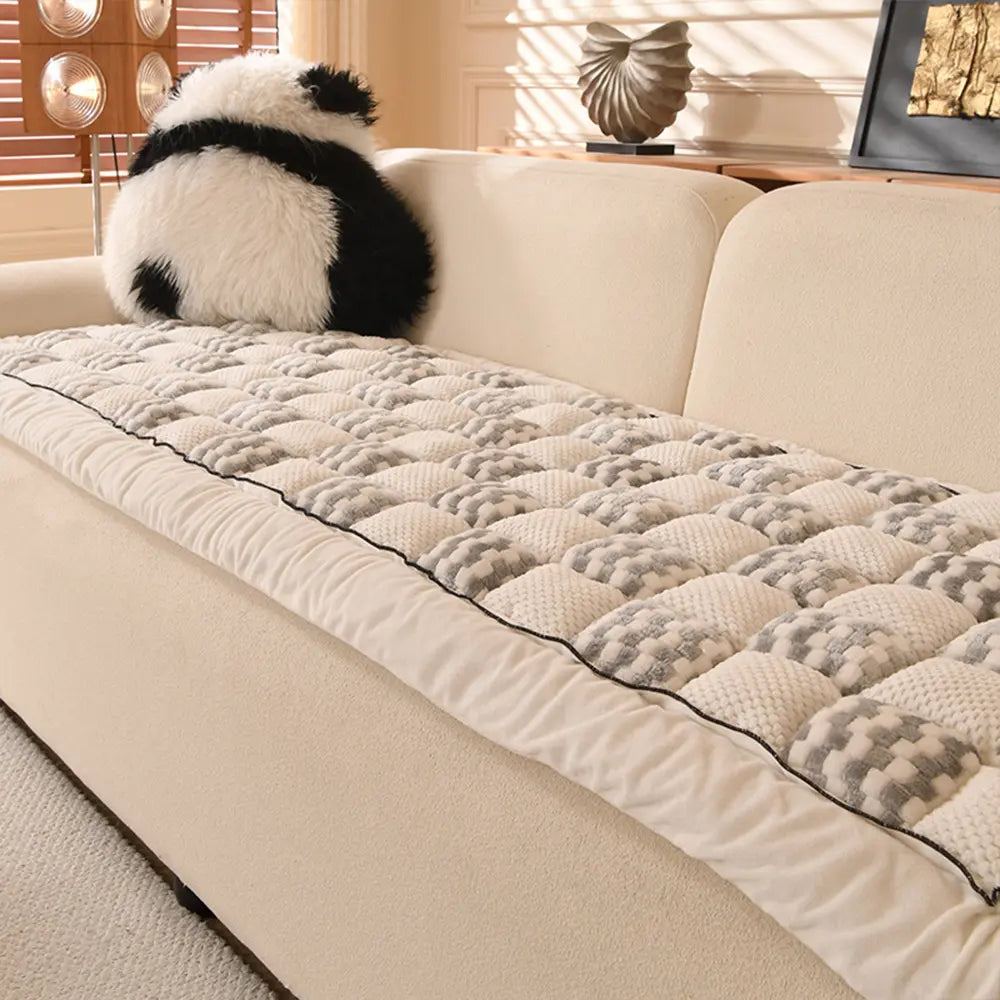 Handmade Plush Chequerboard Pet Mat Comfortable Sofa Cover