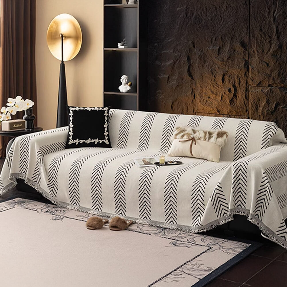 Herringbone Chenille Durable Throw Sofa Cover with Seamless Pattern Stitching