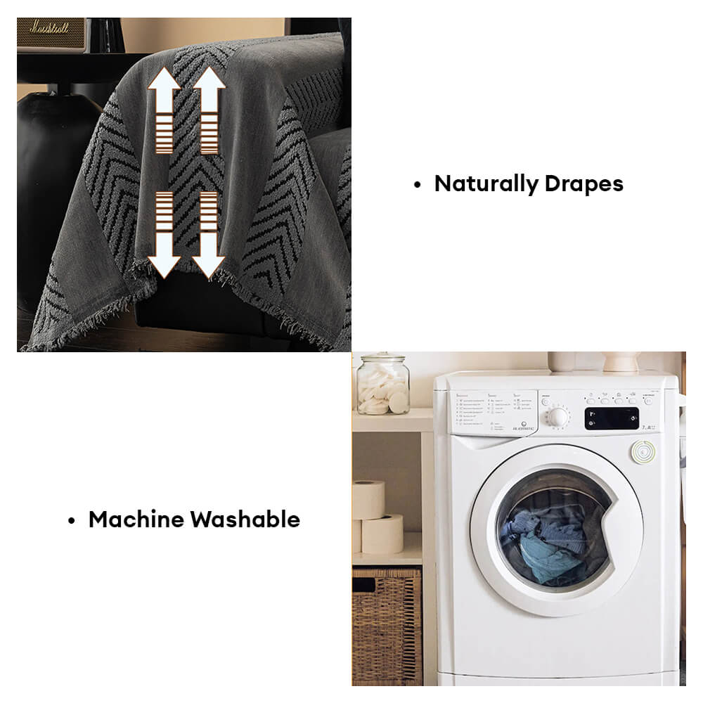 Herringbone Chenille Durable Throw Sofa Cover with Seamless Pattern Stitching