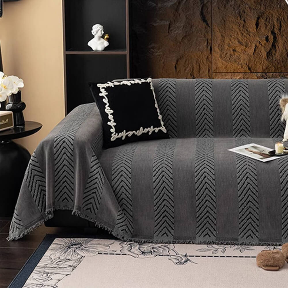 Herringbone Chenille Durable Throw Sofa Cover with Seamless Pattern Stitching
