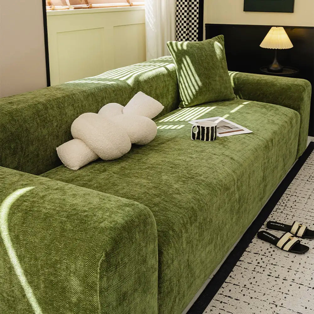 Herringbone Full Coverage Scratch-Resistant Sofa Protection Magic Stretch Corner Couch Cover