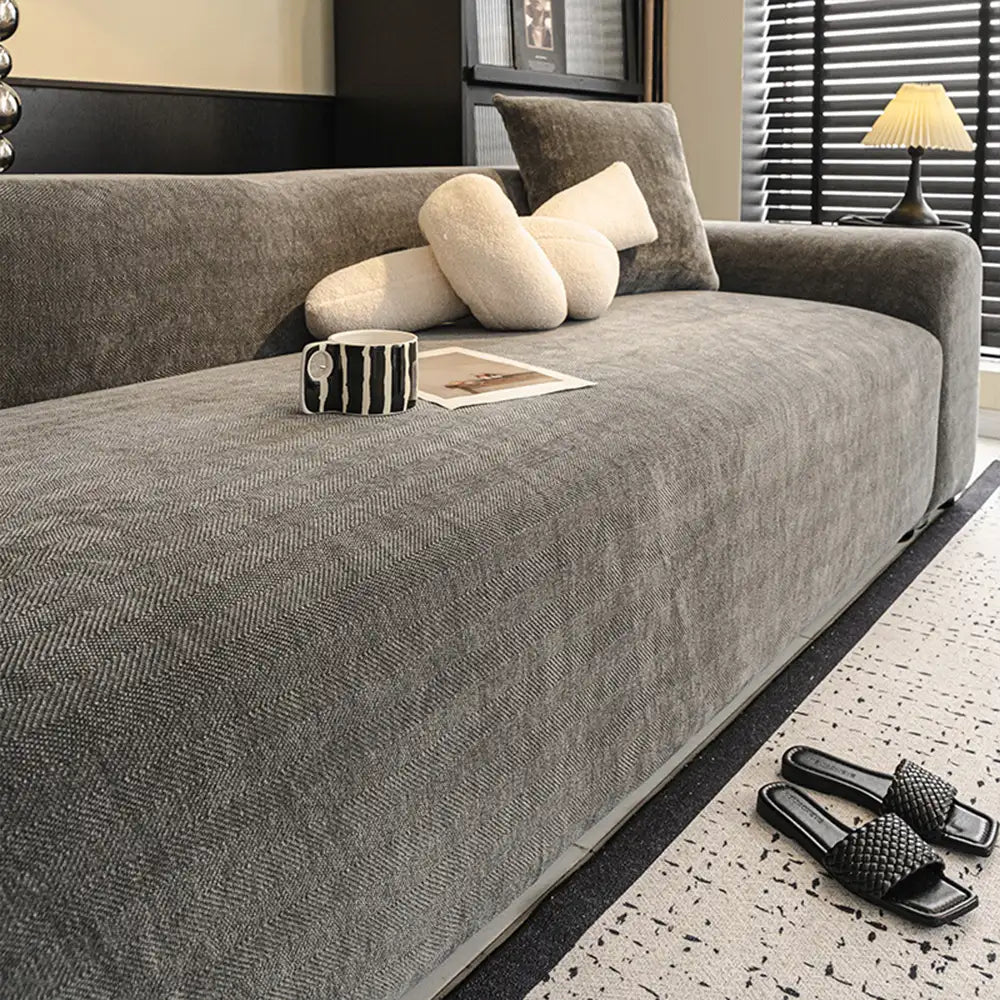 Herringbone Full Coverage Scratch-Resistant Sofa Protection Magic Stretch Corner Couch Cover
