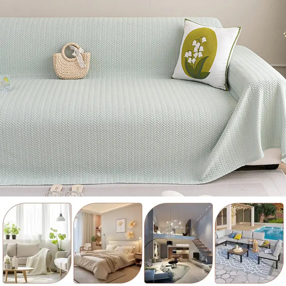 Herringbone Ice Silk Cooling Breathable Sofa Protector Washable Sofa Cover Sofa Throws