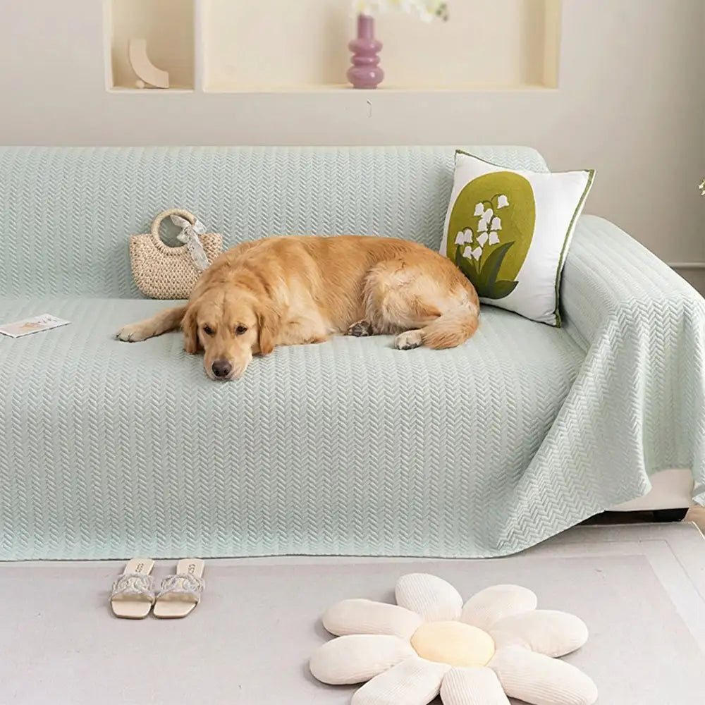 Herringbone Ice Silk Cooling Breathable Sofa Protector Washable Sofa Cover Sofa Throws