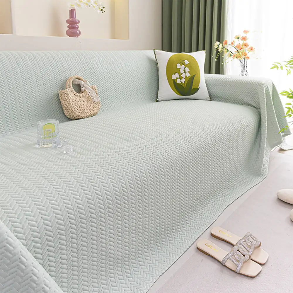 Herringbone Ice Silk Cooling Breathable Sofa Protector Washable Sofa Cover Sofa Throws