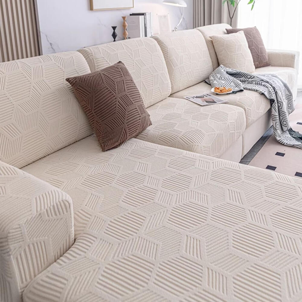 Honeycomb Pattern Water-resistant Stretch Full-Cover Magic Corner Couch Cover