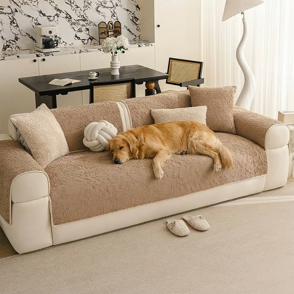 Luxury Long Plush Chenille All-Season Soft And Non-Slip Sofa Cover For Muddy Paws