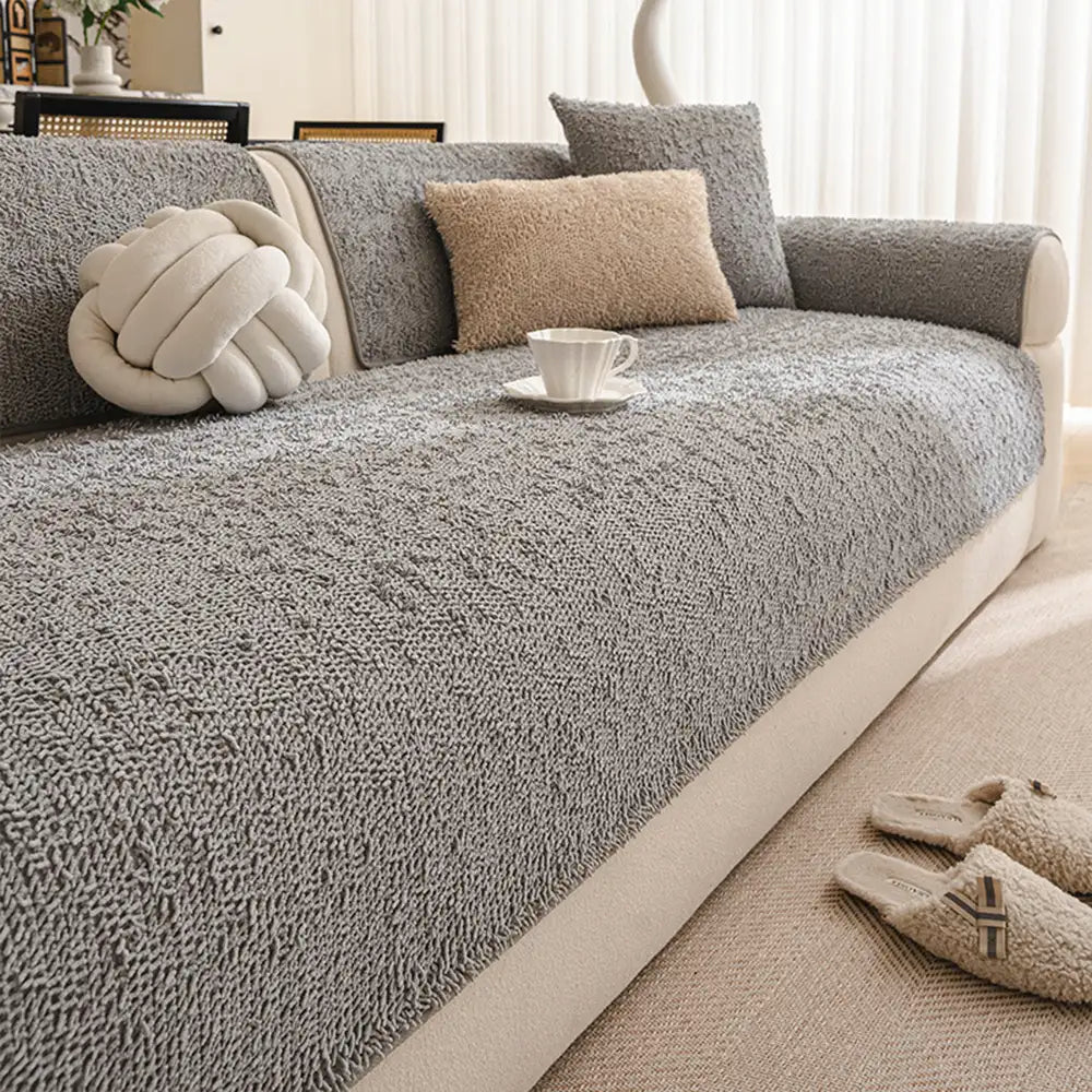 Luxury Long Plush Chenille All-Season Soft And Non-Slip Sofa Cover For Muddy Paws