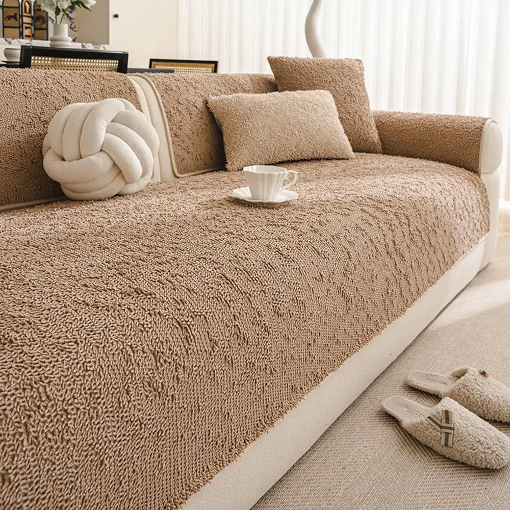 Luxury Long Plush Chenille All-Season Soft And Non-Slip Sofa Cover For Muddy Paws
