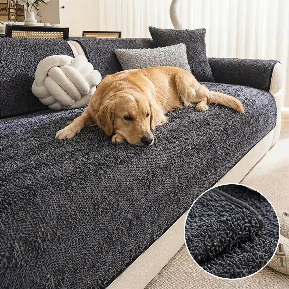 Luxury Long Plush Chenille All-Season Soft And Non-Slip Sofa Cover For Muddy Paws