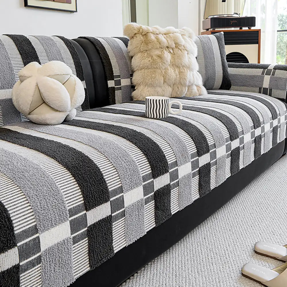 Mid-Century Modern Chenille Scratch-Resistant Furniture Protection Non-Slip Sofa Cover