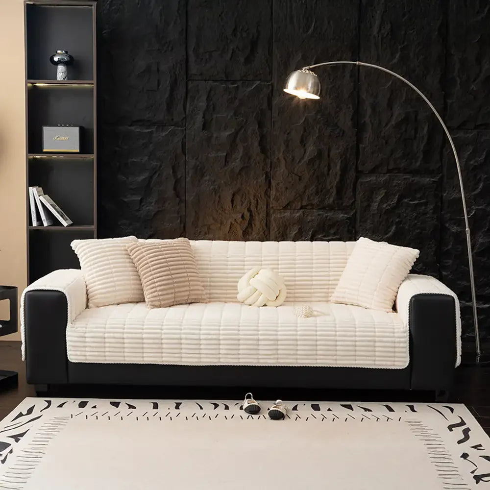 One-Piece Cozy Flannel Sofa Covers Non-Slip Recliner Armchair Covers