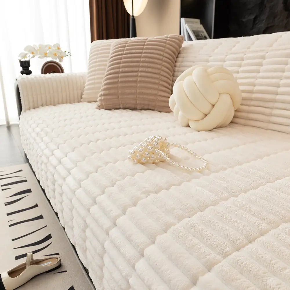 One-Piece Cozy Flannel Sofa Covers Non-Slip Recliner Armchair Covers