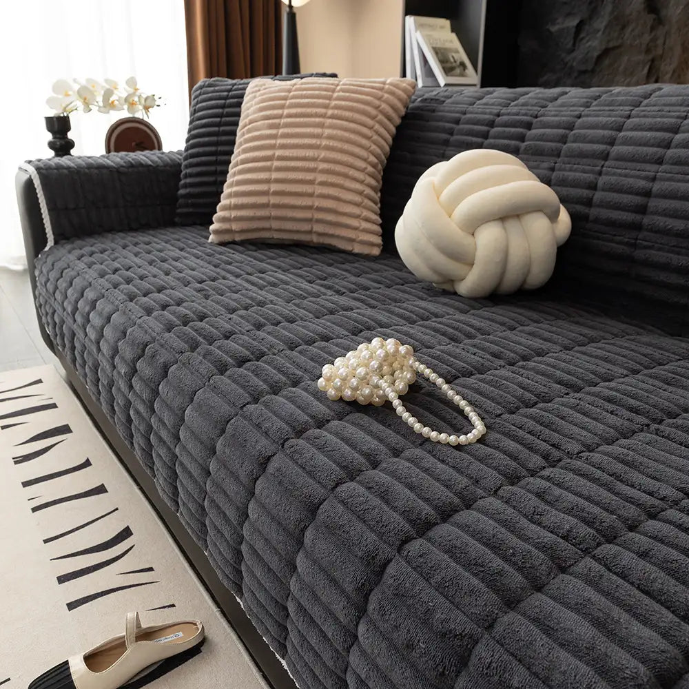 Waterproof One-Piece Cozy Flannel Sofa Protection Non-Slip Outdoor Garden Sofa Cover