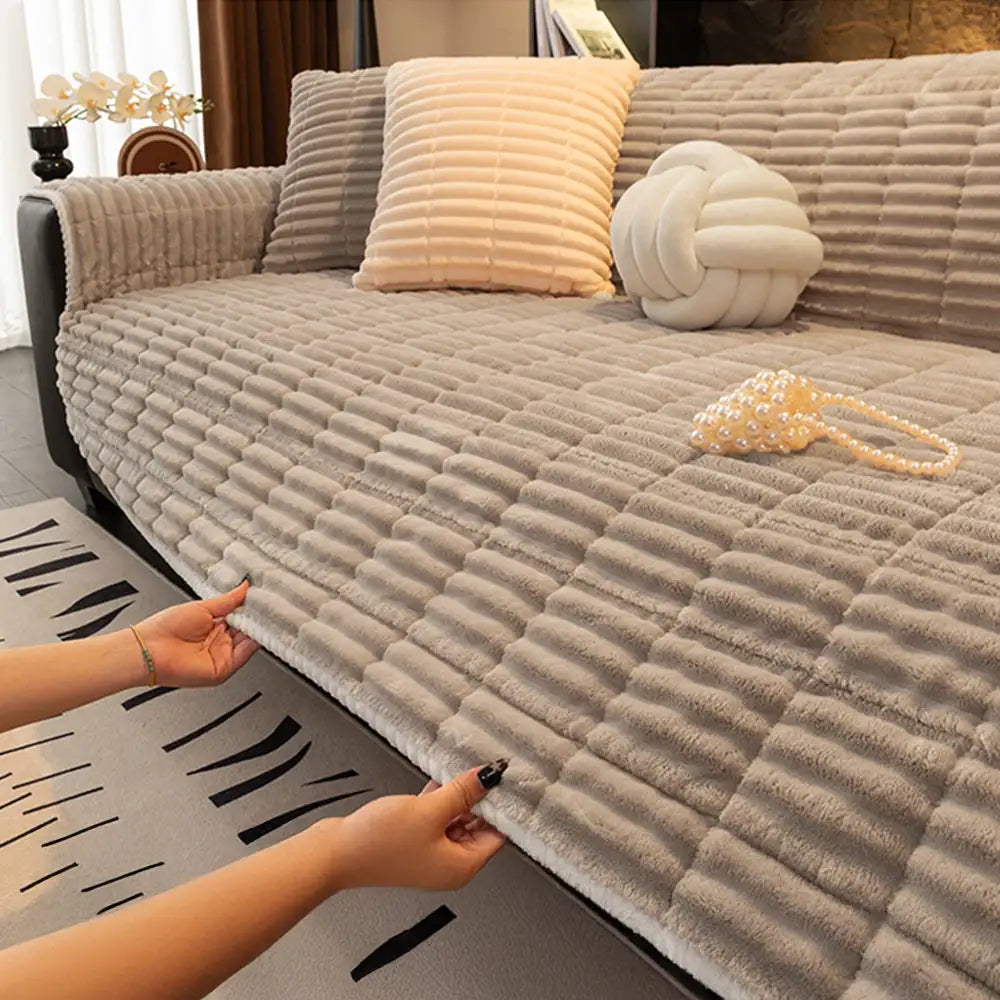 Waterproof One-Piece Cozy Flannel Sofa Protection Non-Slip Outdoor Garden Sofa Cover