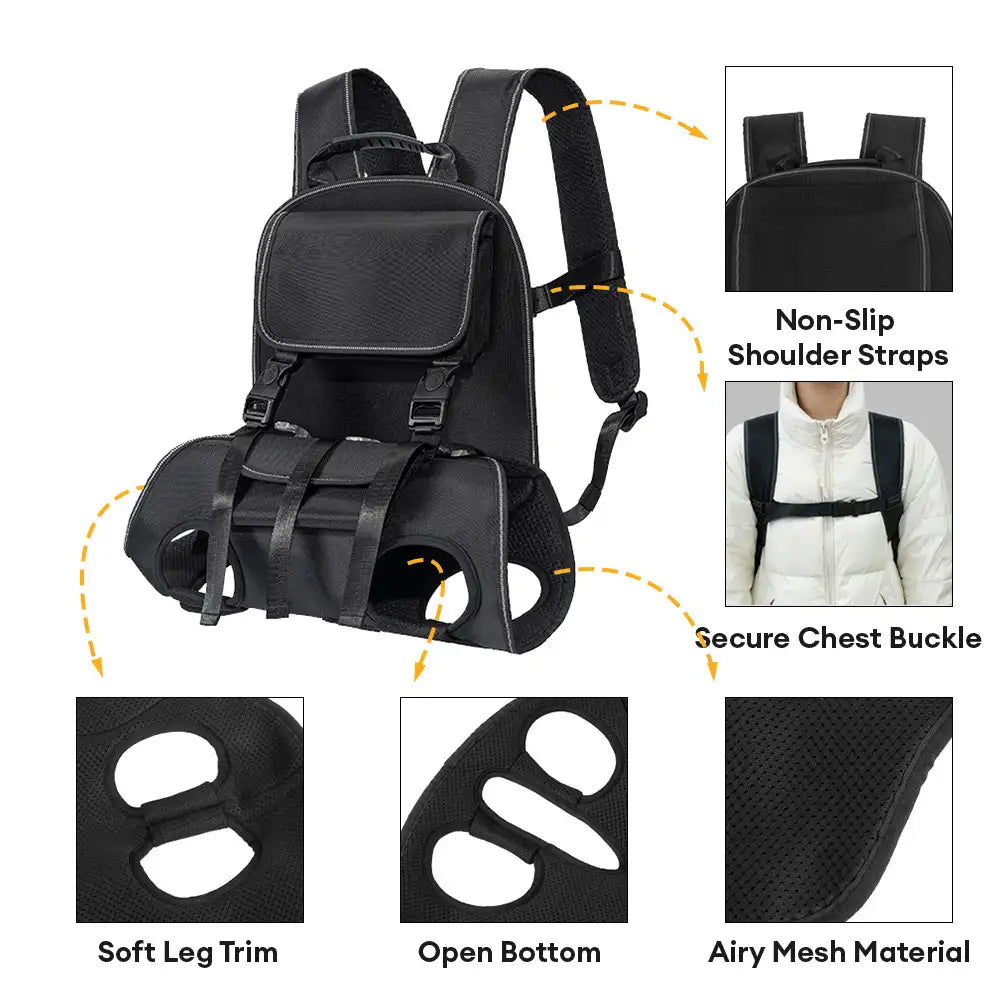 Outdoor Sports Portable Backpack Ergonomic Comfortable Lift Harness Dog Sling Carrier Bag