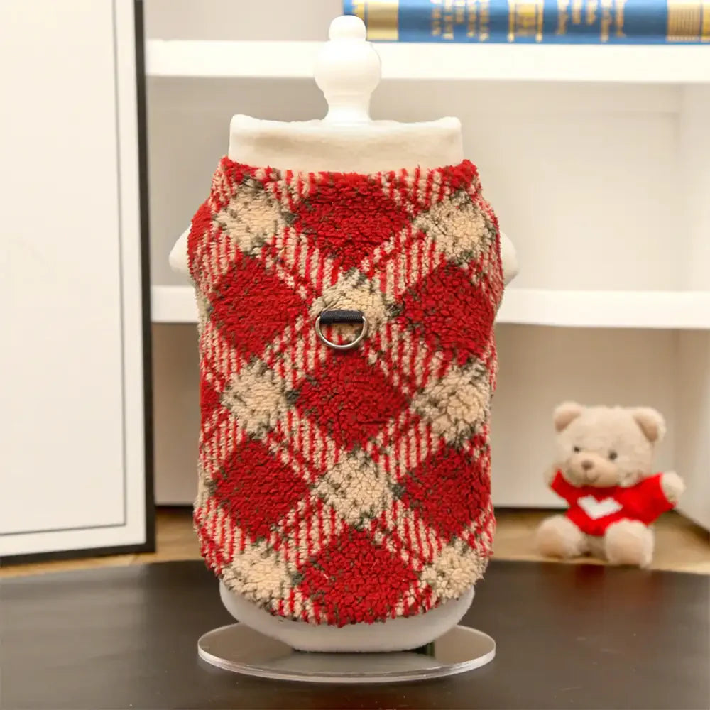 Plaid Comfortable Warm Plush Dog Jumper Sweater Suitable For All Breeds of Dogs