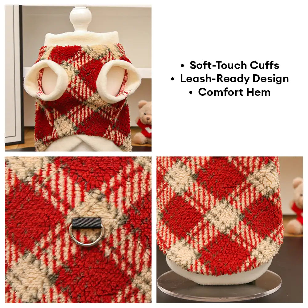 Plaid Comfortable Warm Plush Dog Jumper Sweater Suitable For All Breeds of Dogs